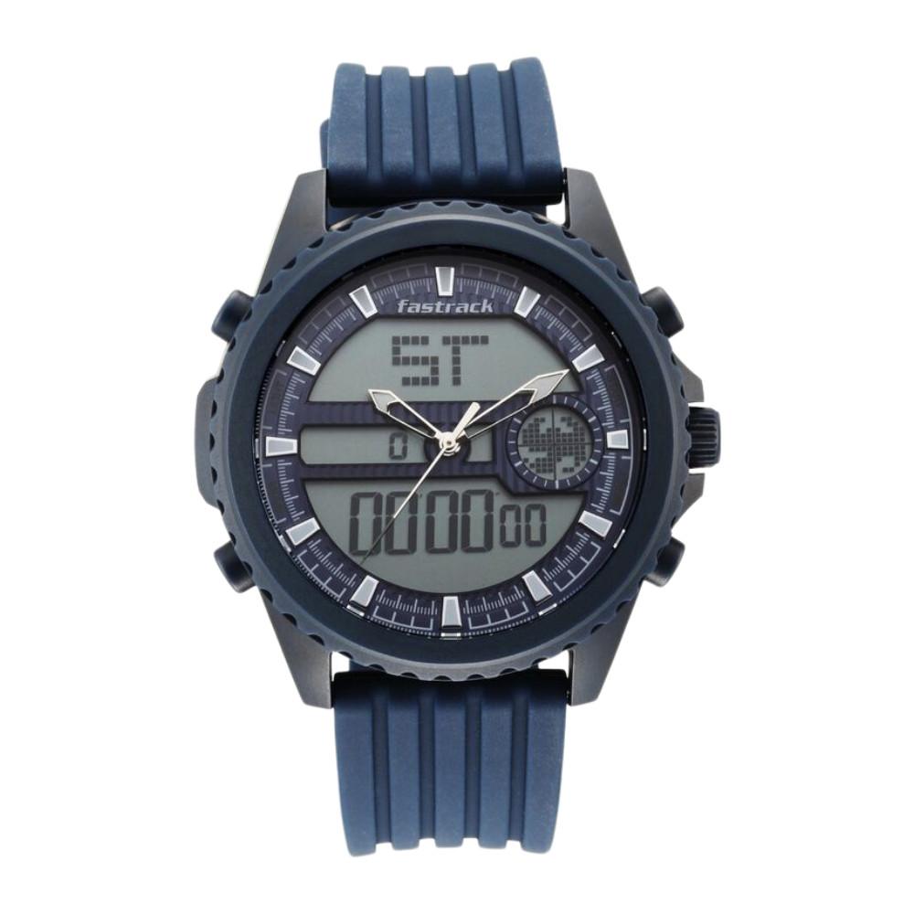 Fastrack Nr38064Pp03 Streetwear Quartz Analog Digital Black Dial Pu Strap Watch