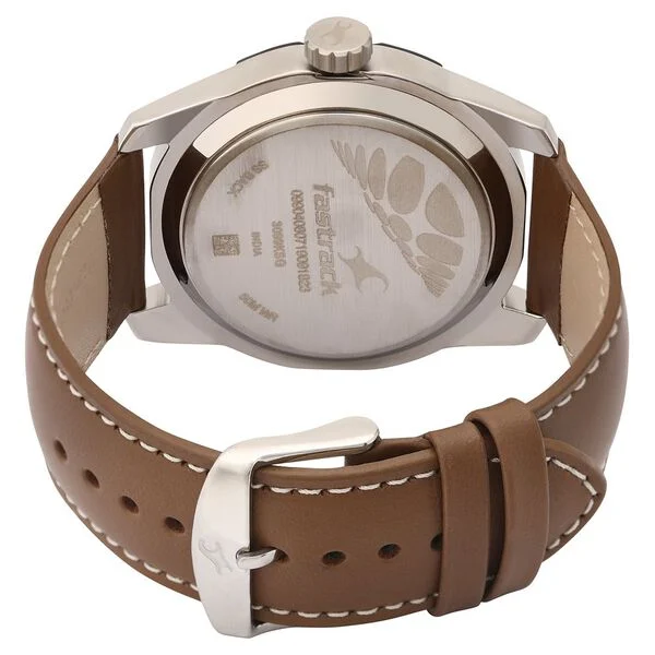 Fastrack Ns3099Sl01 Quartz Analog Silver Dial Leather Strap Watch D