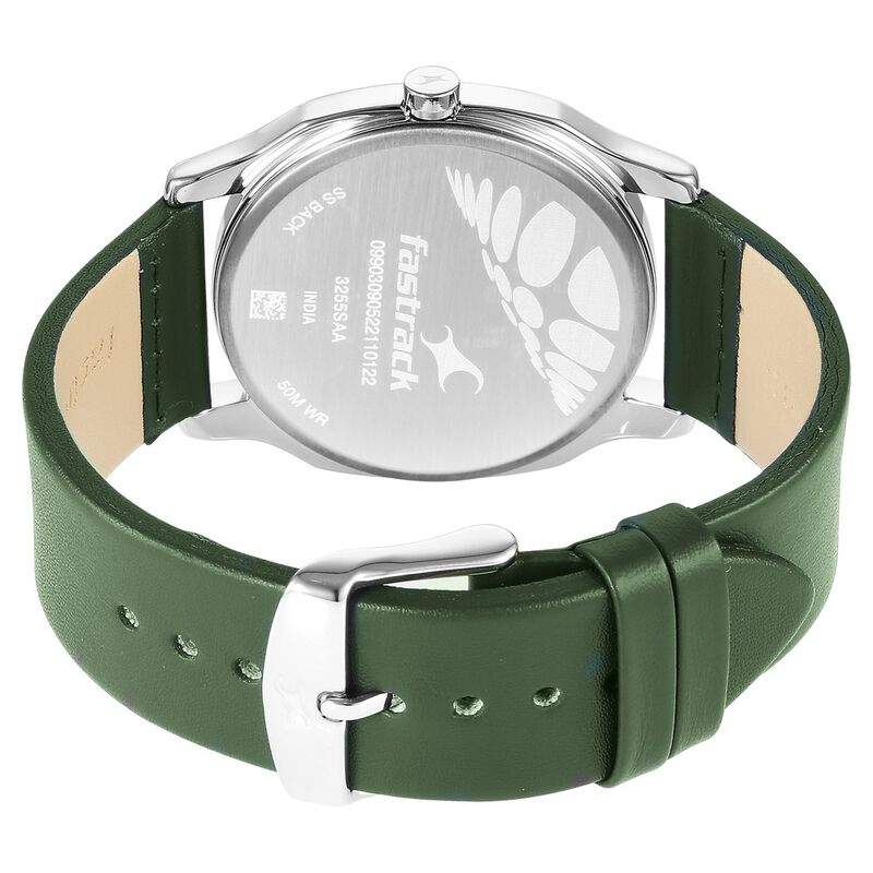 Fastrack Ns3255Sl02 Stunners Quartz Analog Green Dial Leather Strap Watch D