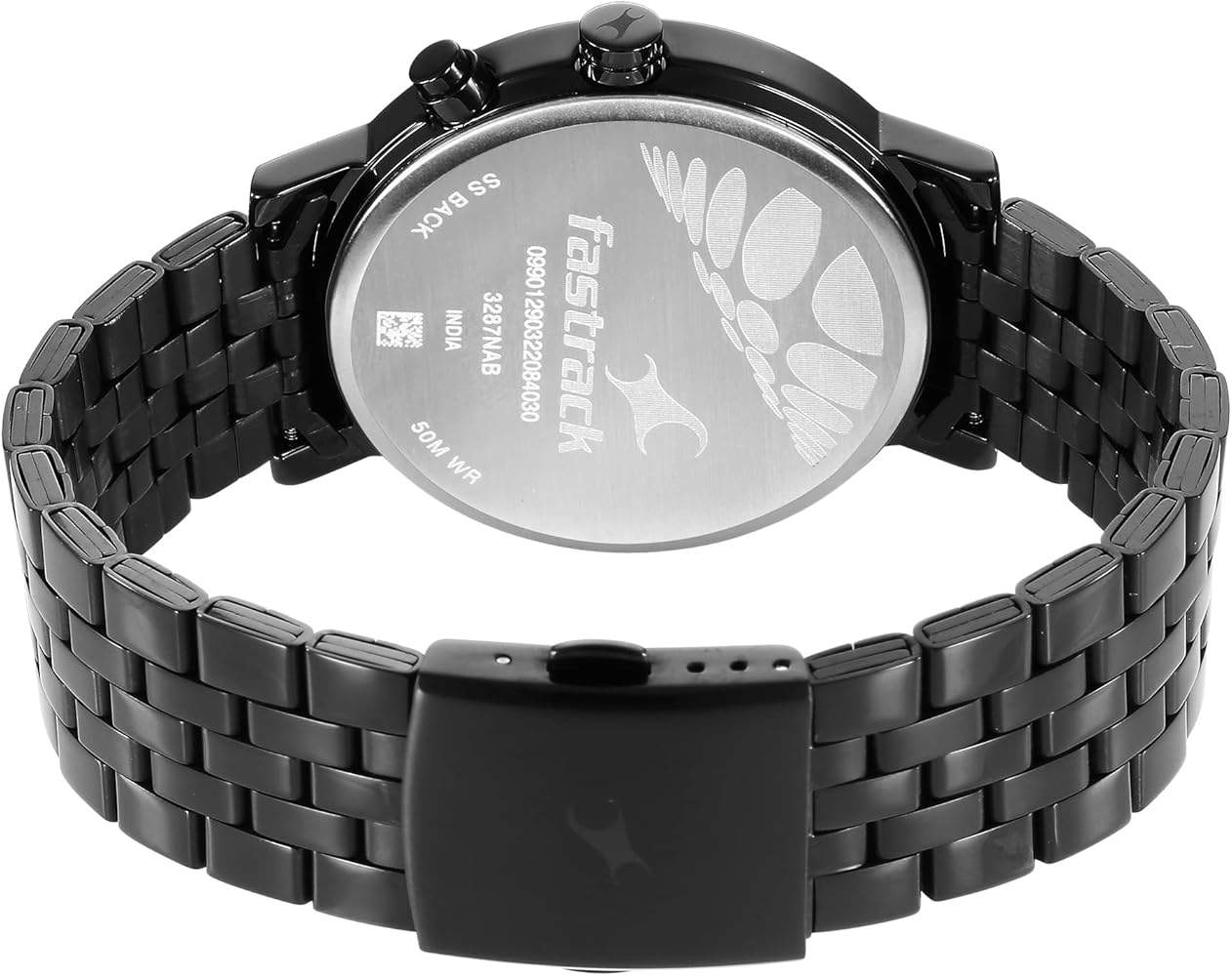 Fastrack Ns3287Nm01 Tick Tock Quartz Multifunction Black Dial Metal Strap Watch B