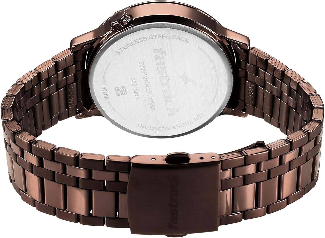 Fastrack Ns3301Qm01 Exuberant Quartz Multifunction Brown Dial Stainless Steel Strap Watch C