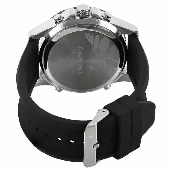 Fastrack Ns38035Sp03 Quartz Analog Digital Black Dial Silicone Strap Watch For Guys D