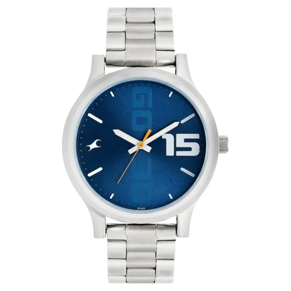 Fastrack NS38051SM05 Bold Quartz Analog Blue Dial Stainless Steel Strap Watch for Guys