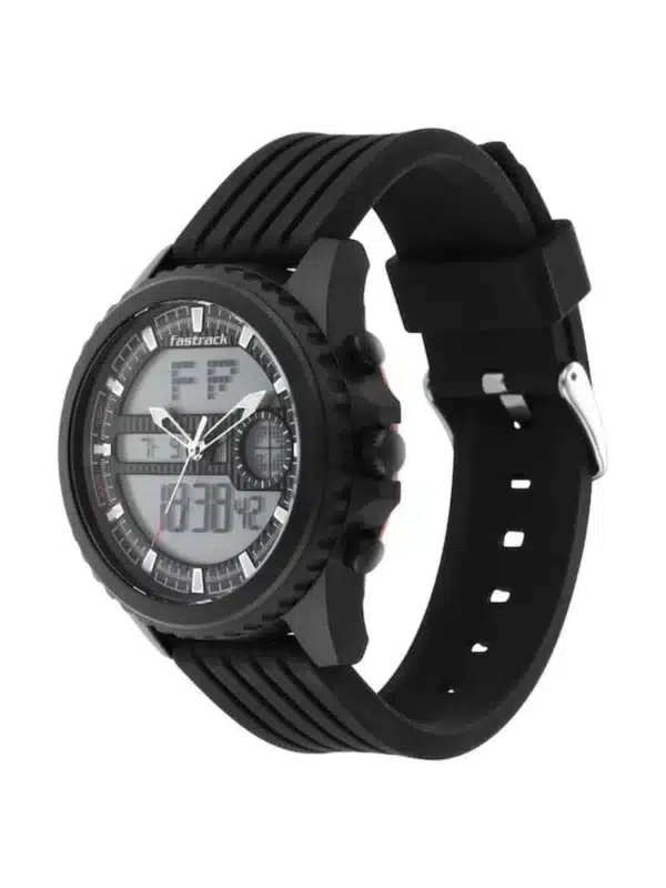 Fastrack Ns38064Pp01 Streetwear Quartz Analog Digital Black Dial Pu Strap Watch A