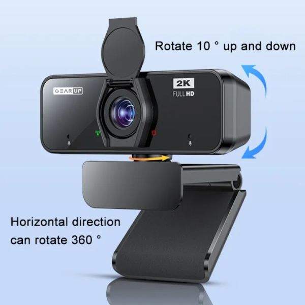 Gearup K450 Webcam 2K 4 0Mp Hd Usb Webcam With Privacy Cover Plug &Amp; Play Usb Webcam With Built In Mic B