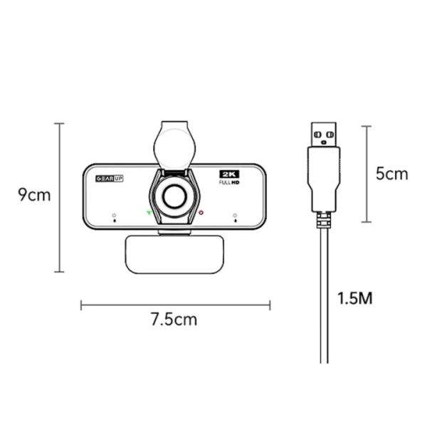 Gearup K450 Webcam 2K 4 0Mp Hd Usb Webcam With Privacy Cover Plug &Amp; Play Usb Webcam With Built In Mic C