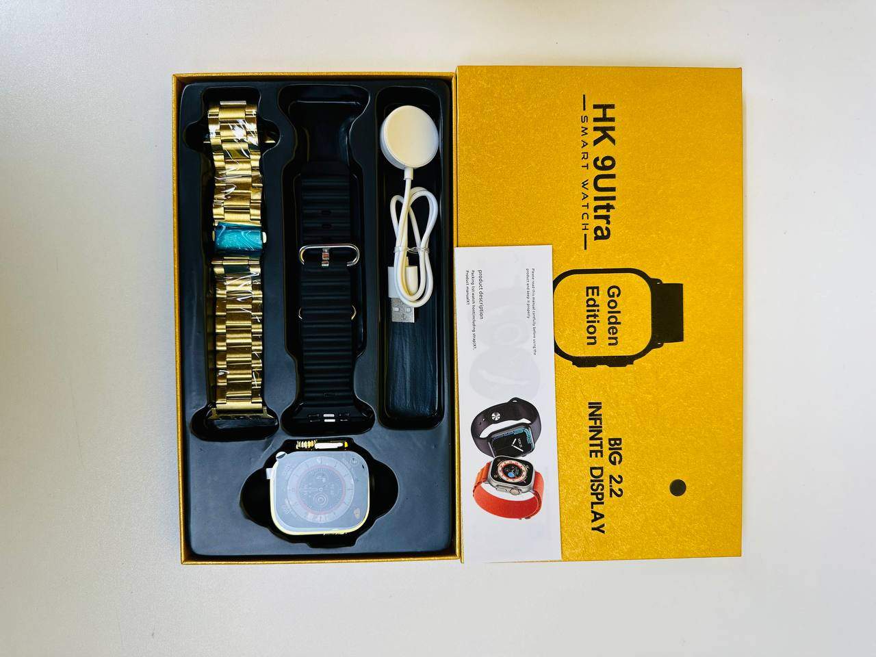 Hk 9Ultra Smartwatch Golden Edition (Dual Straps) A