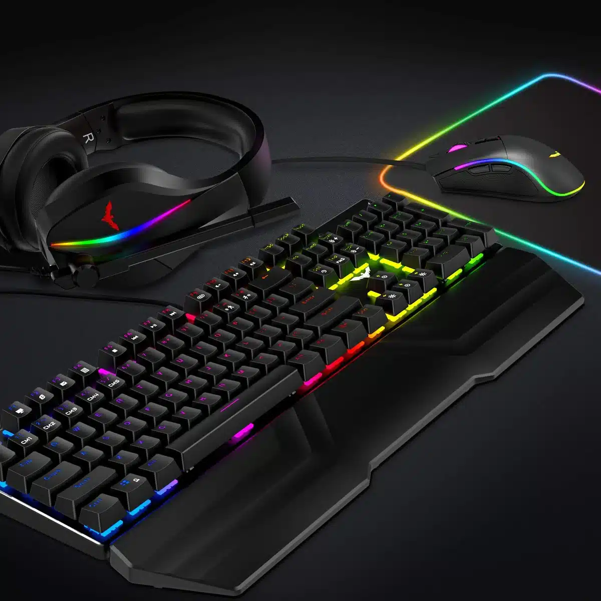 Havit Kb380L Rgb Wired Gaming Keyboard, Mouse &Amp; Rgb Headphone Combo G