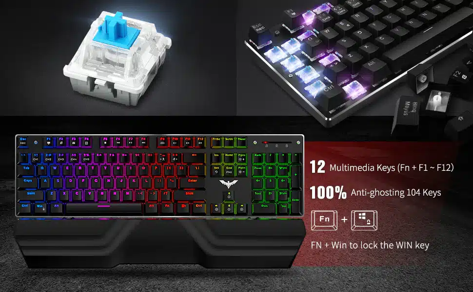 Havit Kb389L Rgb Wired Gaming Mechanical Keyboard &Amp; Mouse Combo B