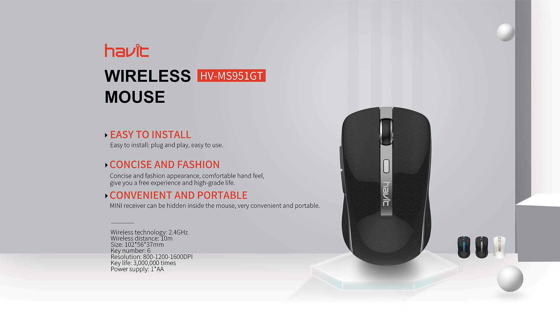 Havit Ms951Gt Wireless Optical Mouse A