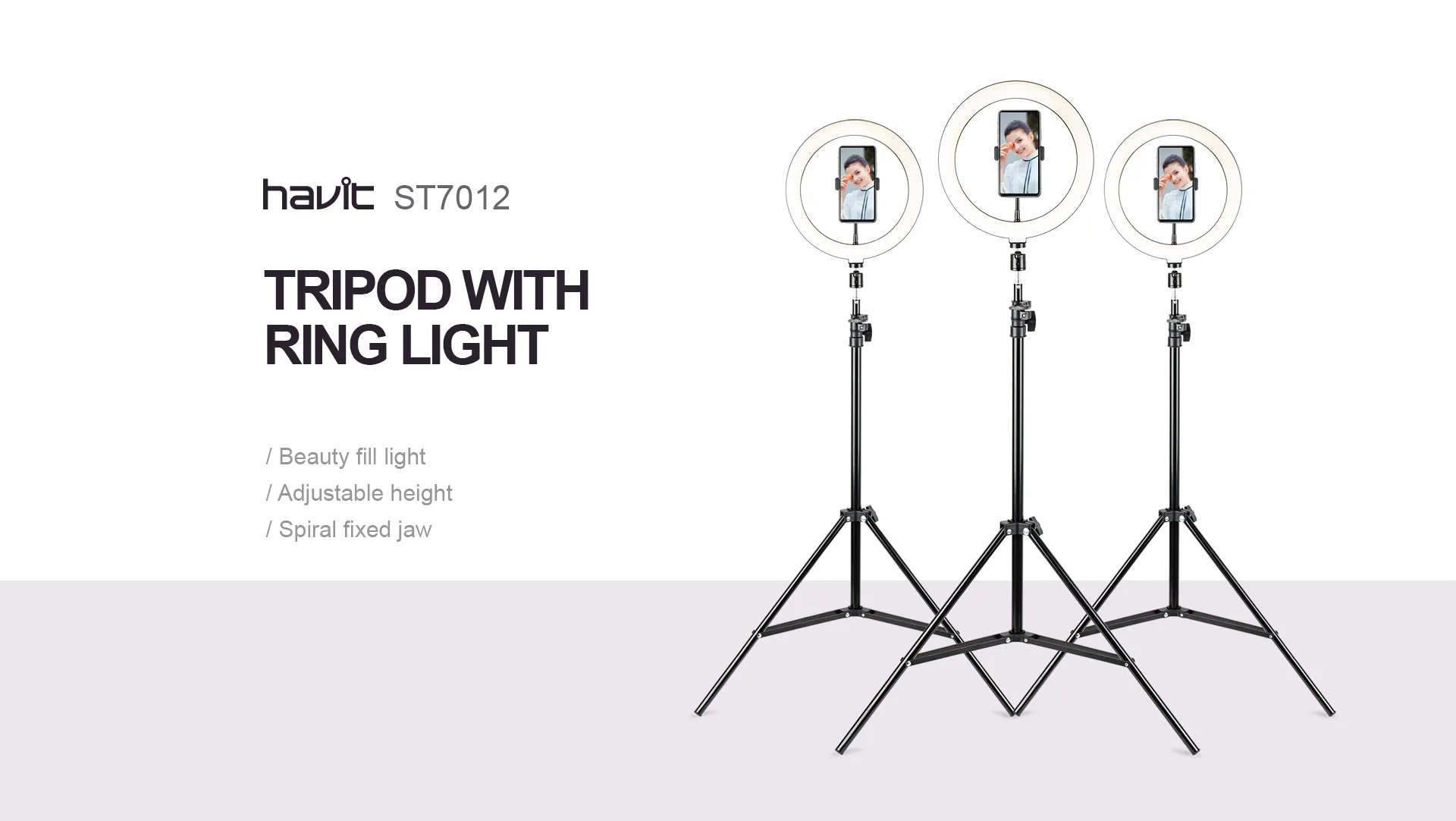 Havit St7012 Pro Tripod With 10 Inches Ring Light For Live Streaming A