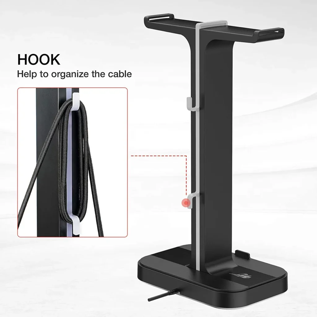 Havit Th650 Rgb Headset Stand With Dual Hanger &Amp; 2 Usb Ports E