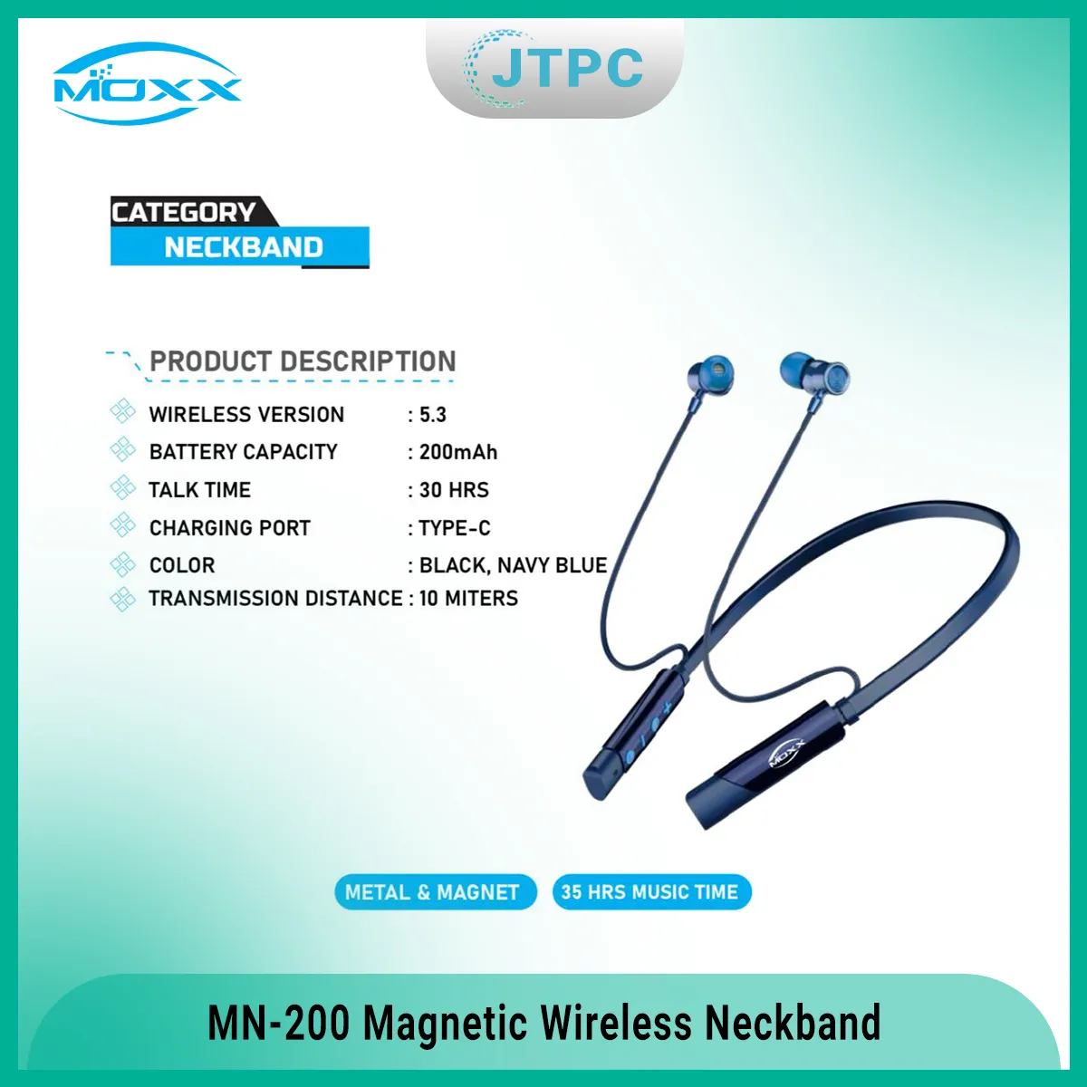 Moxx Mn200 Metal Wireless Bt Neckband C