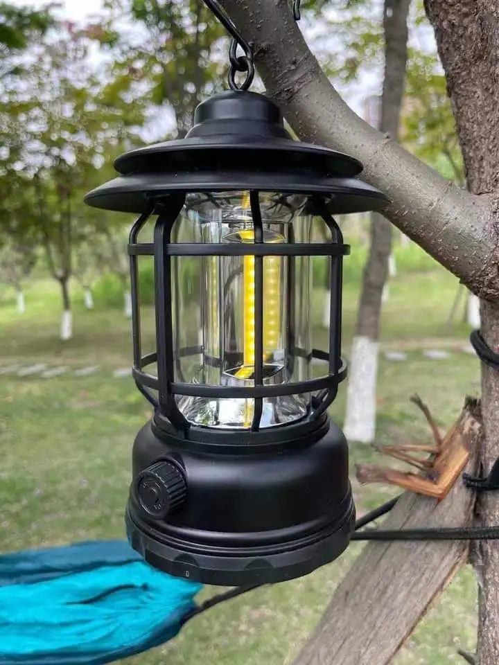 Multifunctional Rechargeable Stepless Dimming Handheld Led Camping Lamp Vintage Portable Lantern A