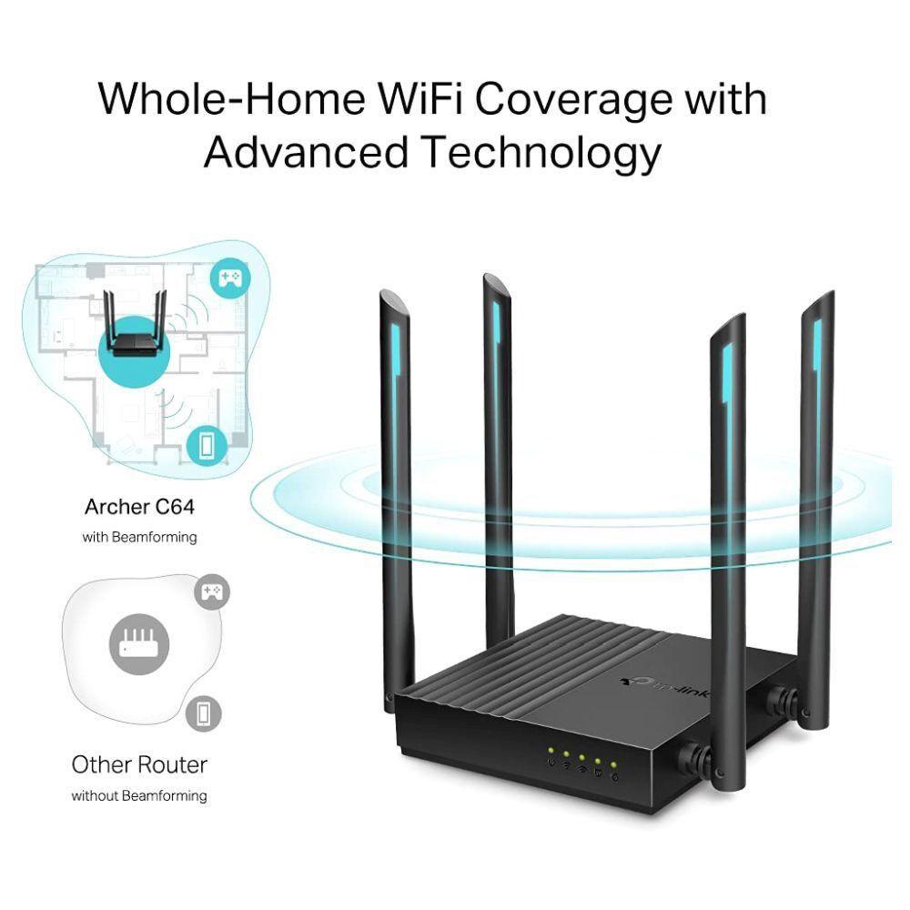 Tp Link Archer C64 Ac1200 1200Mbps Dual Band Wireless Mu Mimo Gigabit Wifi Router B