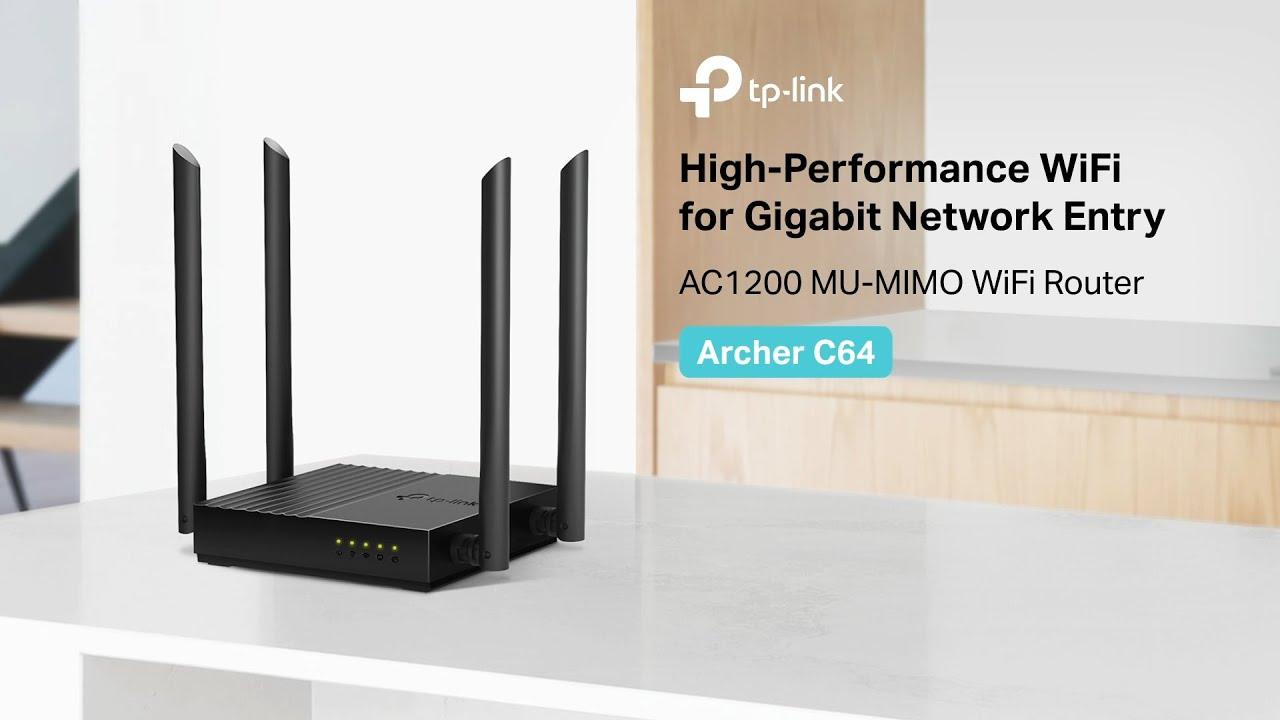 Tp Link Archer C64 Ac1200 1200Mbps Dual Band Wireless Mu Mimo Gigabit Wifi Router C