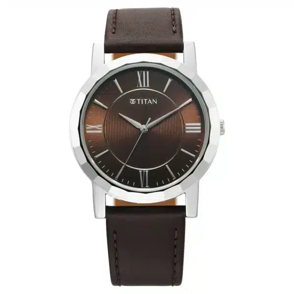 Titan 1644SL01 Karishma Zing Quartz Analog Brown Dial Leather Strap Watch for Men