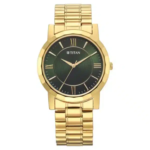 Titan 1644YM05 Karishma Zing Quartz Analog Green Dial Stainless Steel Strap Watch for Men a