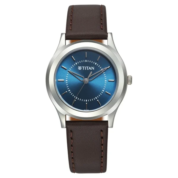 Titan 1648SL01 Karishma Zing Quartz Analog Blue Dial Leather Strap Watch