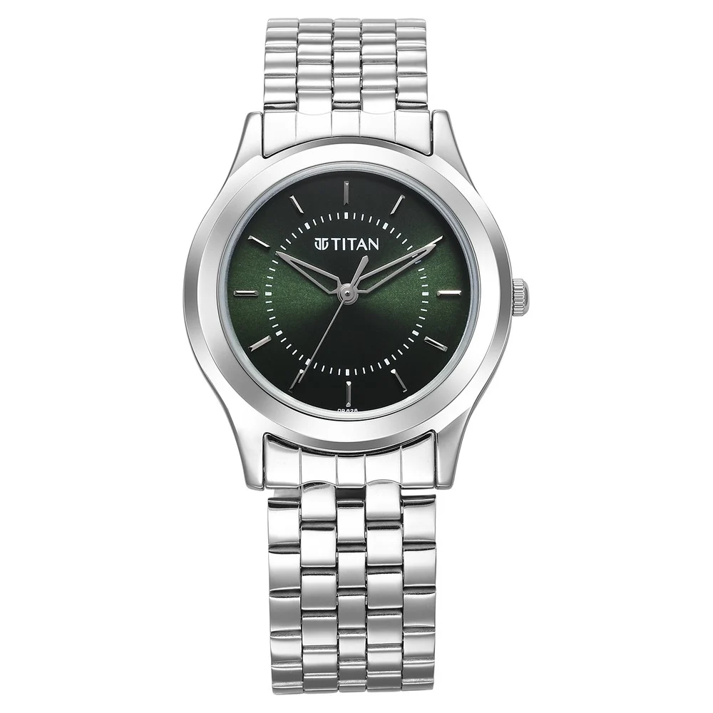 Titan 1648Sm01 Karishma Zing Quartz Analog Green Dial Stainless Steel Strap Watch