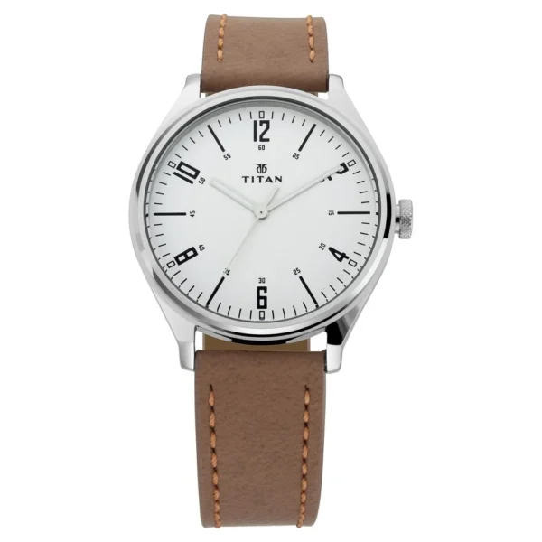 Titan 1802SL01 Workwear Men's Urban Edge Lustrous Silver Dial Leather Watch