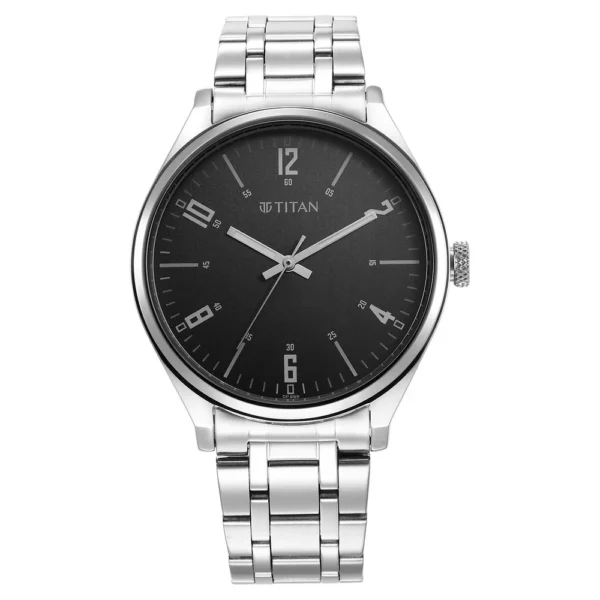 Titan 1802SM10 Wrist Wit Quartz Analog Grey Dial Stainless Steel Strap Watch for Men