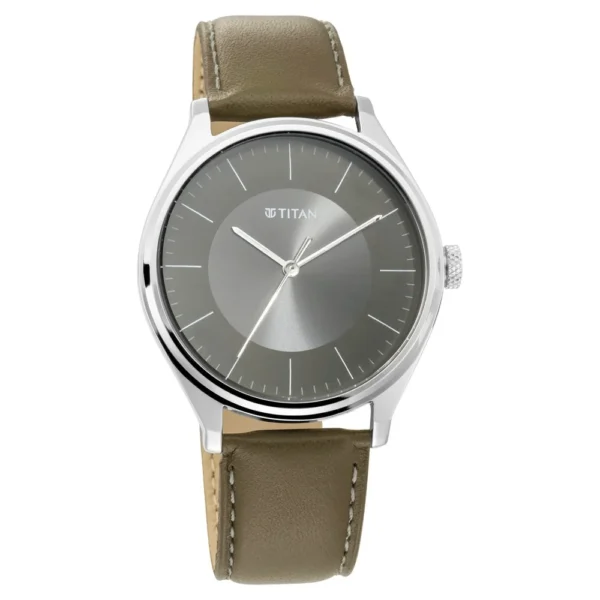 Titan Men's NP1802SL08 Urban Edge Lustrous Olive Dial Leather Watch