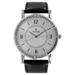 Titan NN1639SL03 Quartz Analog Silver Dial Leather Strap Watch for Men