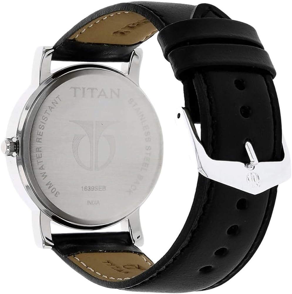 Titan Nn1639Sl03 Quartz Analog Silver Dial Leather Strap Watch For Men D