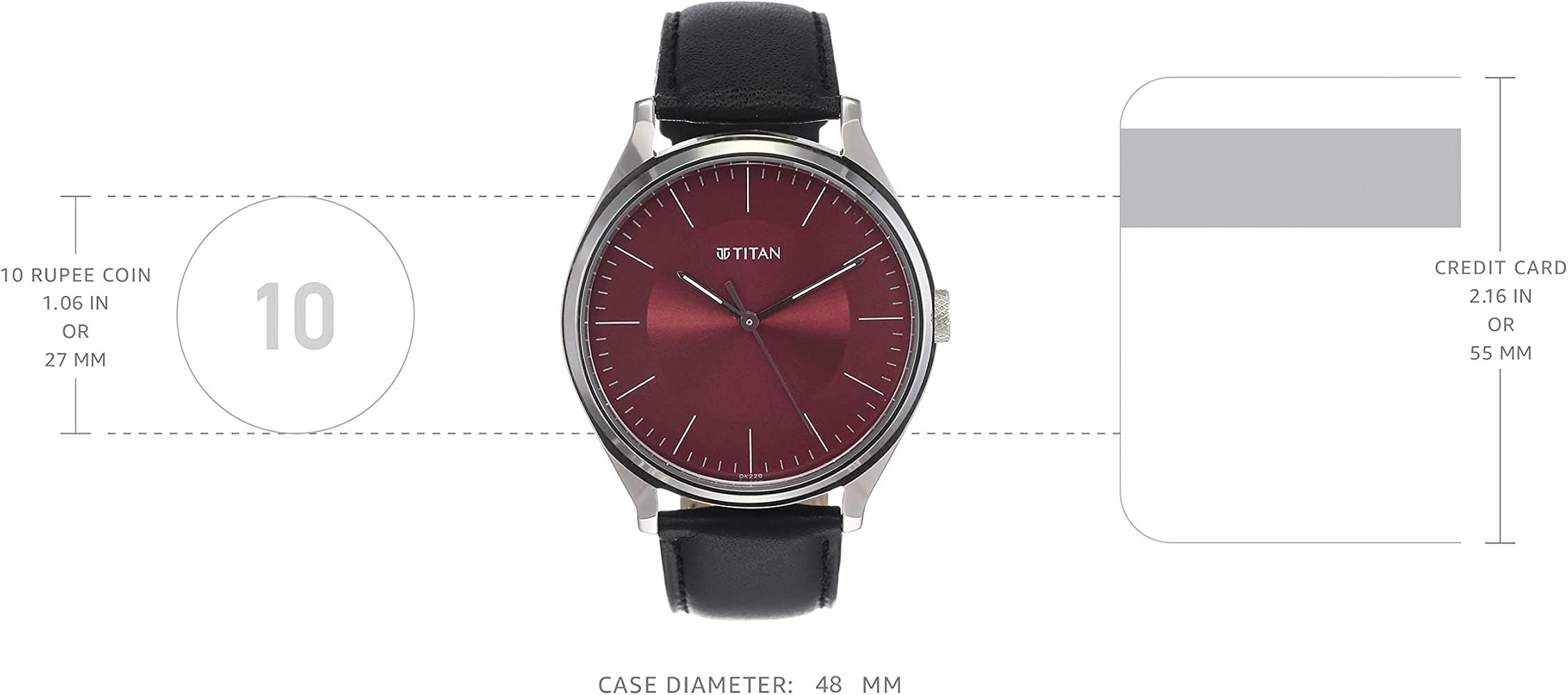 Titan Np1802Sl05 Workwear Men's Urban Edge Lustrous Maroon Dial Leather Watch B