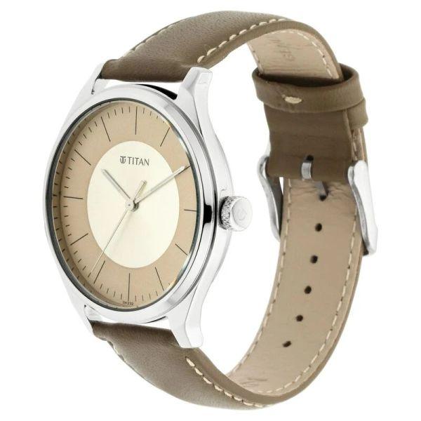 Titan NP1802SL09 Workwear Men's Urban Edge Lustrous Gold Dial Leather Watch b