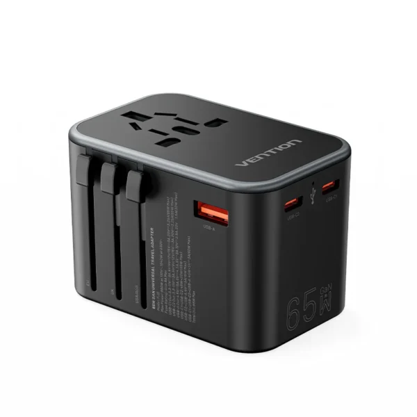 Vention 3 Port USB (C + C + A) GaN Universal Travel Adapter