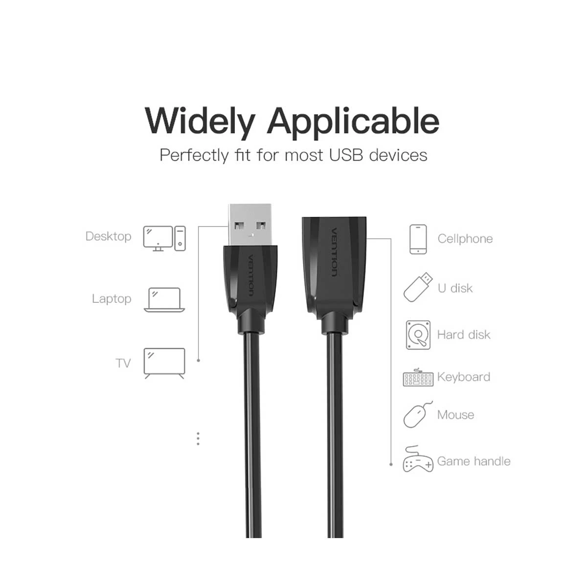 Vention Vas A44 B300 Usb Male To Female 3 Meter Extension Cable A