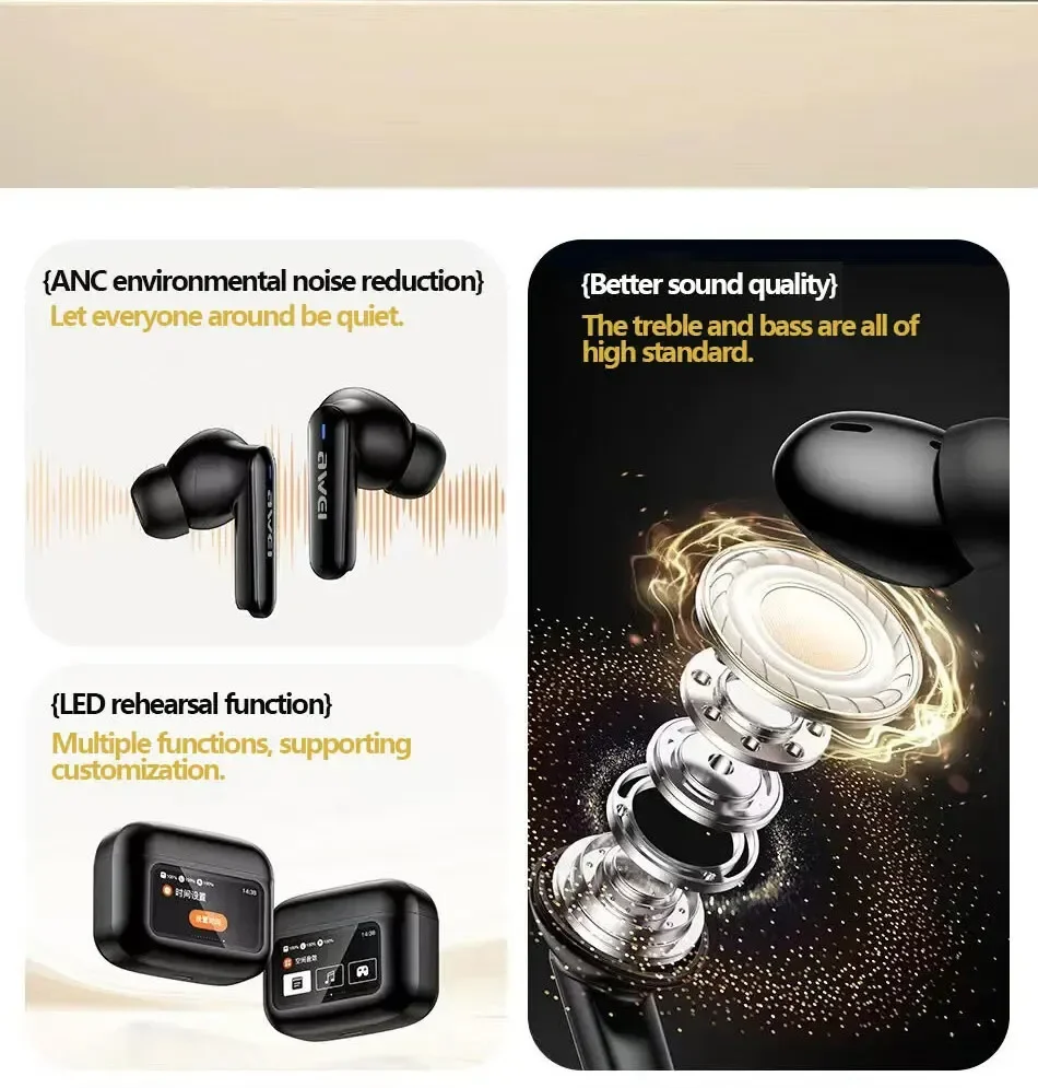 Awei T56 Anc Earbuds With Led Display B