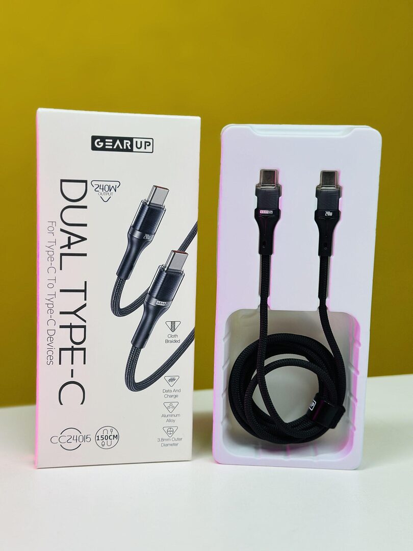 Gearup Cc24015 Type C To Type C 240W Pd Fast Charging Cable &Amp; Data Cable 1 5M A Gearup Cc24015 Type C To Type C 240W Pd Fast Charging Cable &Amp; Data Cable 1 5M A