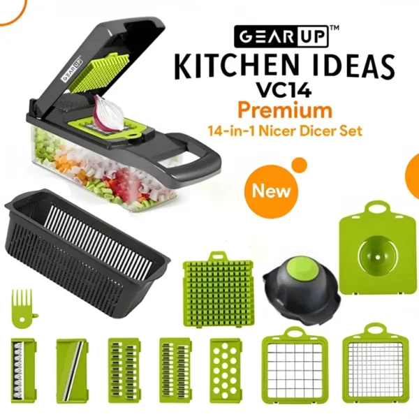 GearUP VC14 Premium 14 in 1 Vegetable and Fruits Multifunction Cutting Slicer Kitchen Tools