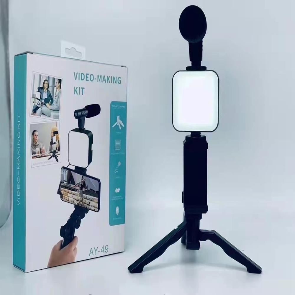 Ay 49 Video Vlogger Kits Microphone Led Fill Light Mini Tripod With Remote C Ay 49 Video Vlogger Kits Microphone Led Fill Light Mini Tripod With Remote C