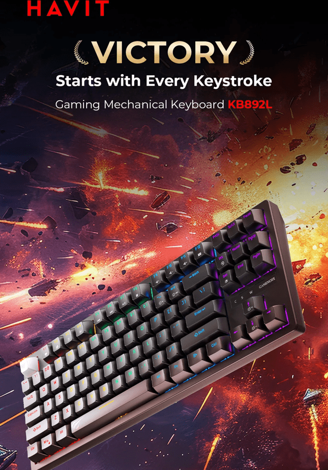 Havit Kb892L Backlit 87 Keys Mechanical Gaming Keyboard A