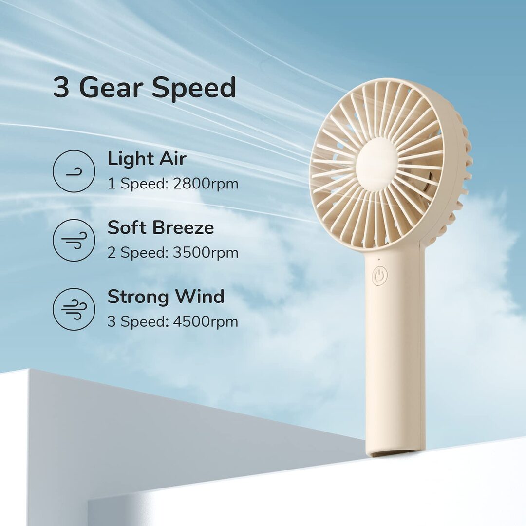 Jisulife Fa21 Handheld Fan Portable Small Fan With 3 Speeds E