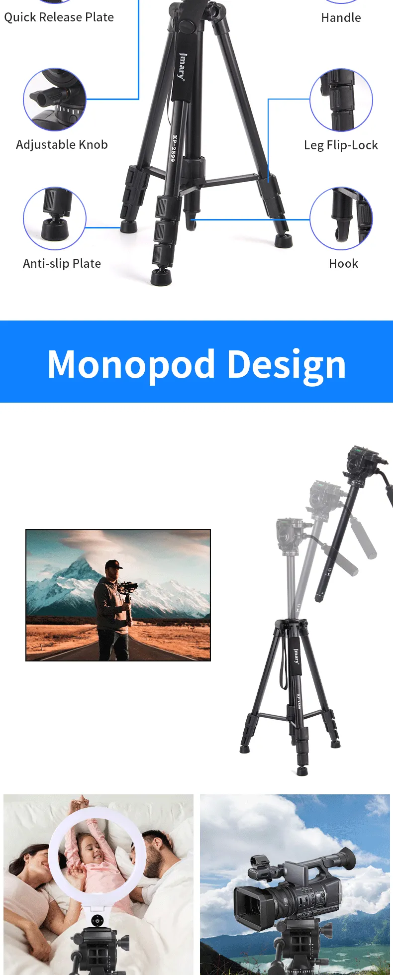 Jmary Kp 2599 Professional Camera Tripod Stand E Jmary Kp 2599 Professional Camera Tripod Stand E