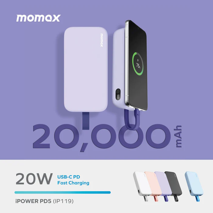 Momax Pd5 20,000Mah 22 5W Power Bank With Type C Cable B