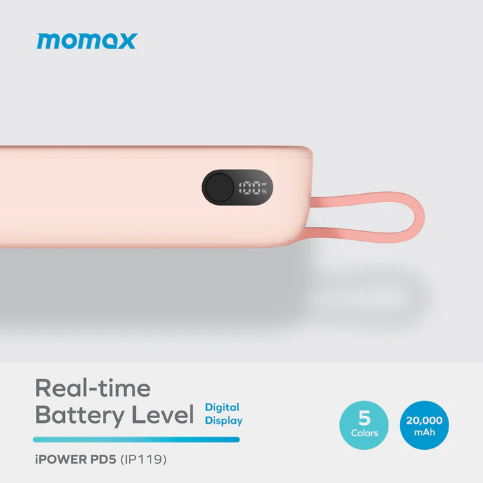 Momax Pd5 20,000Mah 22 5W Power Bank With Type C Cable E