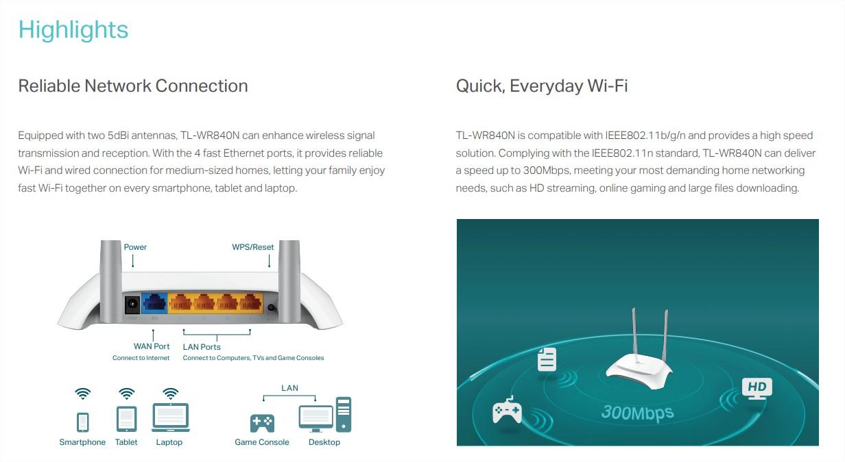 Tp Link Tl Wr840N 300 Mbps Ethernet Single Band Wi Fi Router D