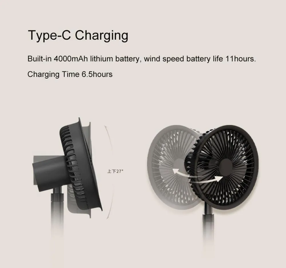 Xiaomi Solove F5 Pro Rechargeable Fan 4000Mah With Swing &Amp; Extendable Latest Model C