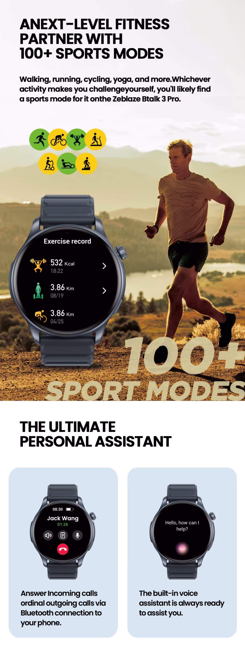 Zeblaze Btalk 3 Pro Smart Watch Amoled Display D