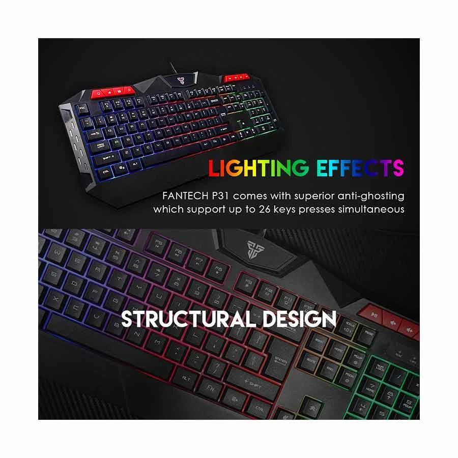 Fantech P31 Usb Wired Gaming Keyboard, Mouse &Amp; Mouse Pad Combo B