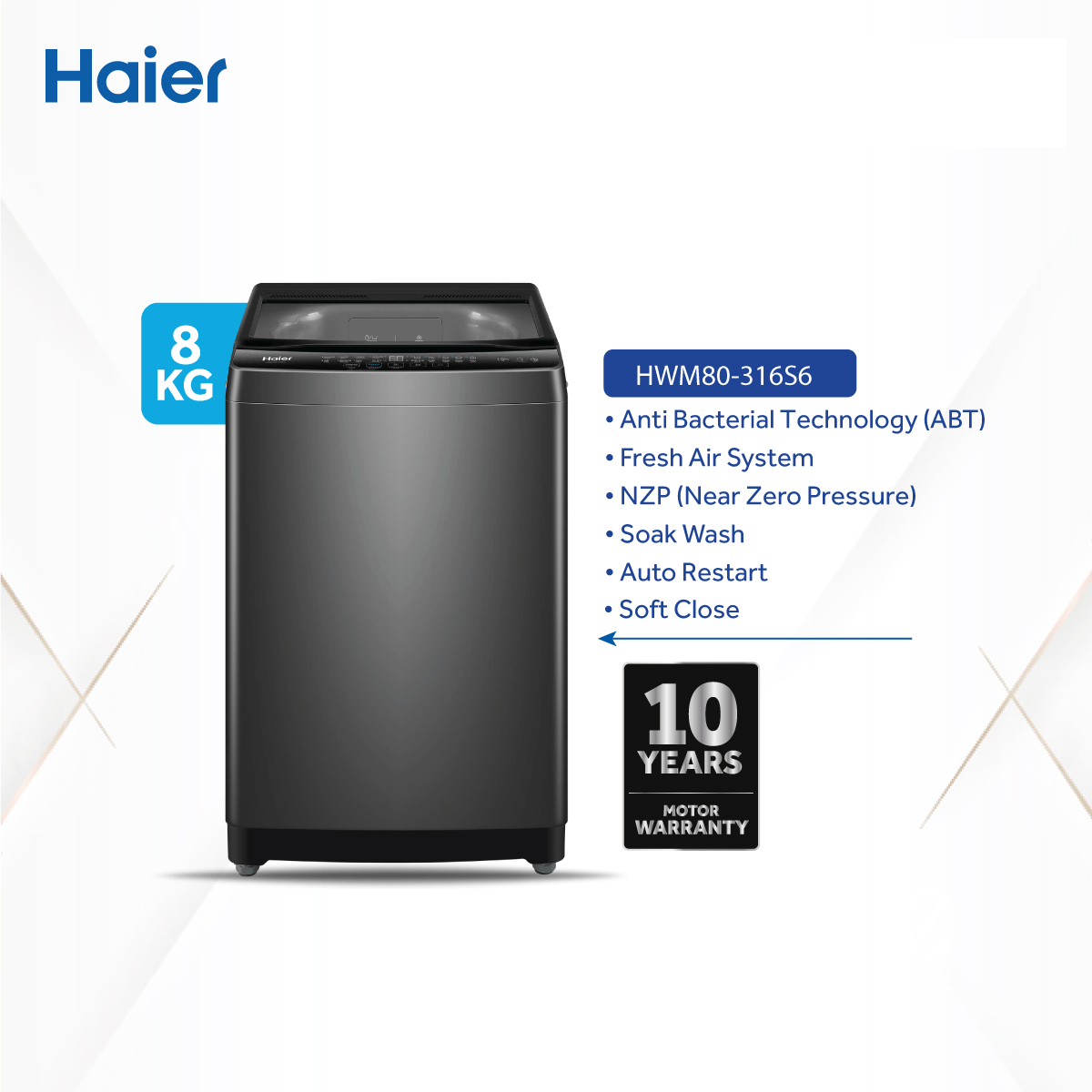 Haier Hwm80 316S6 8 Kg Top Load Washing Machine With 3D Rolling Wash Haier Hwm80 316S6 8 Kg Top Load Washing Machine With 3D Rolling Wash