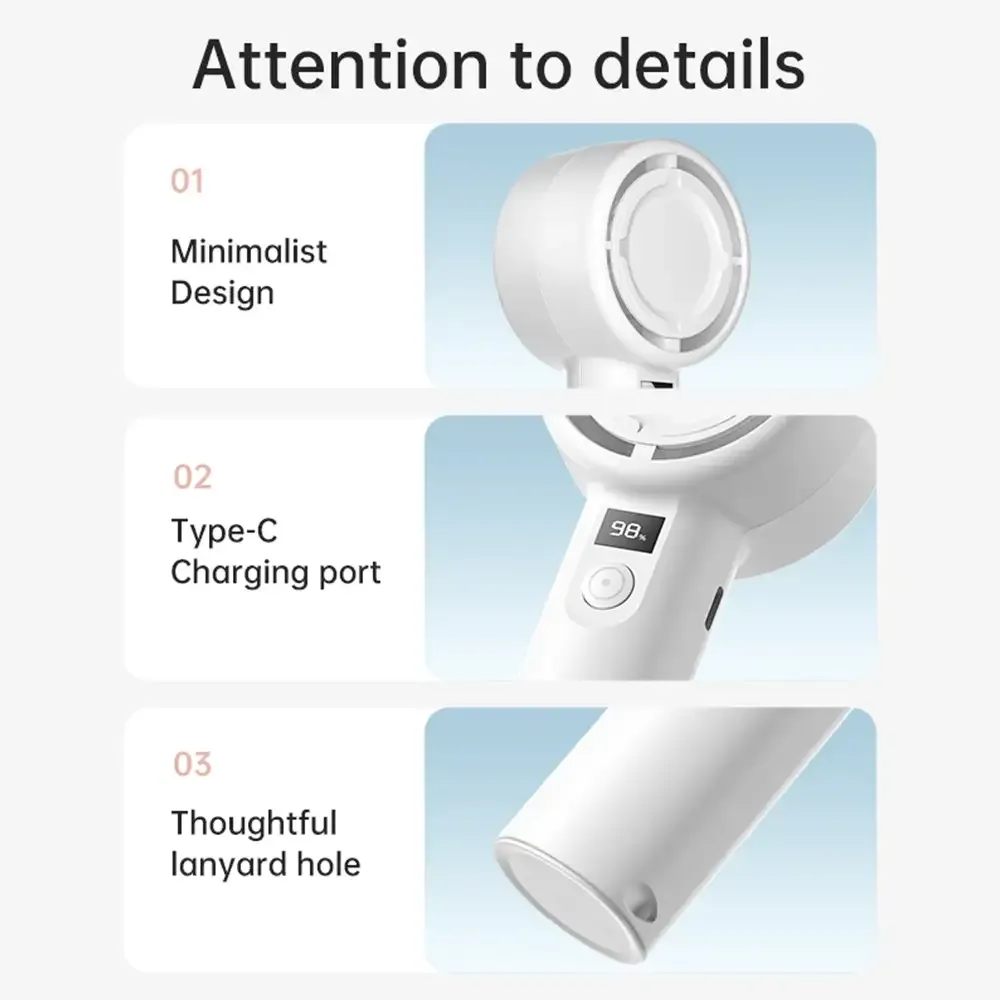 Plextone F2 5 Gear Handheld Fan With Display E Plextone F2 5 Gear Handheld Fan With Display E