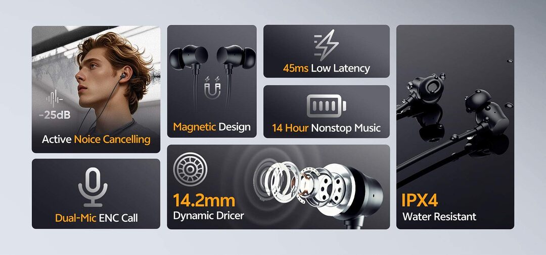 Qcy Bassbloom Anc N2 In Ear Neckband Headphones C