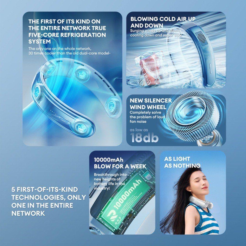 Rtako Bp626 Five Core Neck Hanging Cooling Fan 4000Mah Battery C Rtako Bp626 Five Core Neck Hanging Cooling Fan 4000Mah Battery C